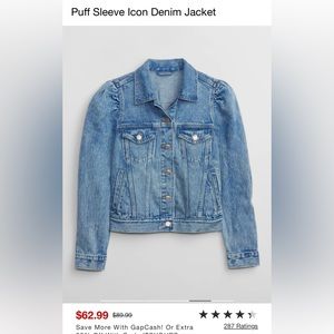Gap Puff Sleeve Icon Denim Jacket